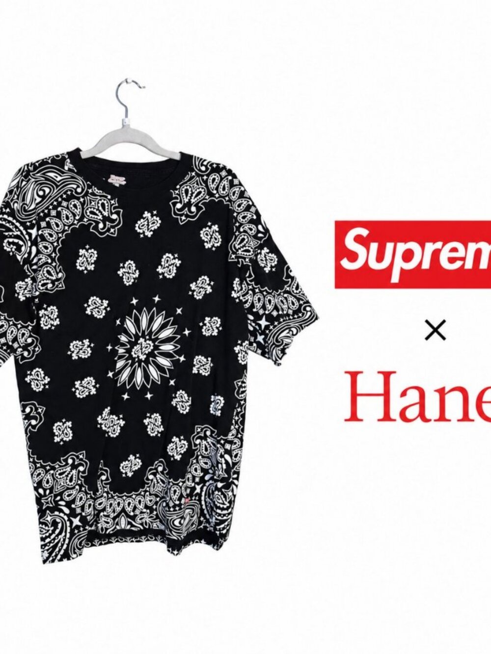 Supreme x Hanes Bandana T-Shirt Paisley- Size Large - Luxury